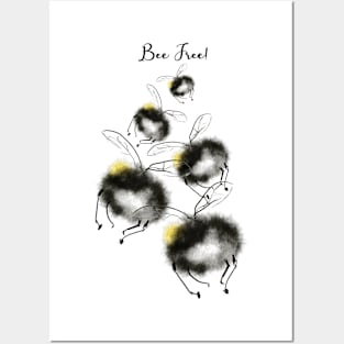 Be Free - Flying Away Bumble Bees Posters and Art